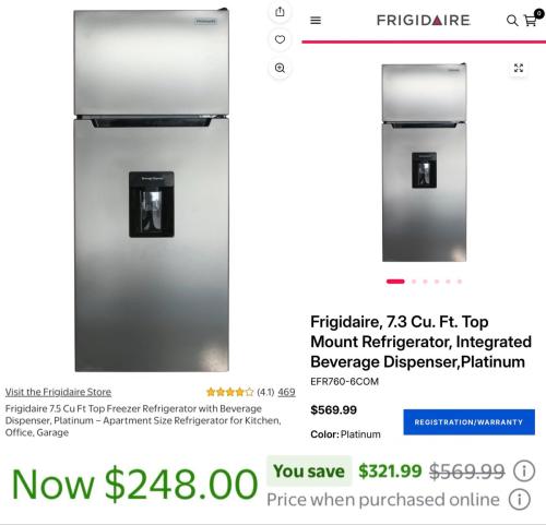 Fridge w/ Water Dispenser Drops to $248 deal at Walmart
