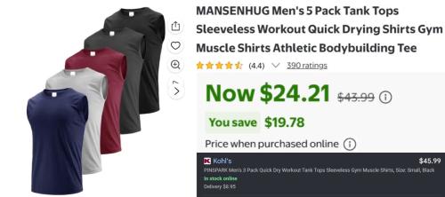5 Workout Tank Tops for $24 at Walmart deal at Walmart