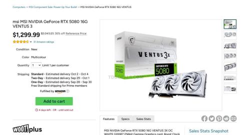 MSI RTX 5080 16GB OC White at Woot deal at Woot