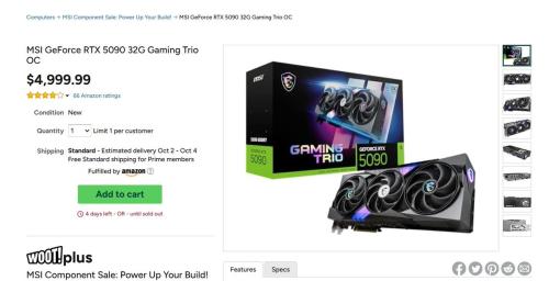 MSI RTX 5090 32GB Gaming Trio OC at Woot deal at Woot