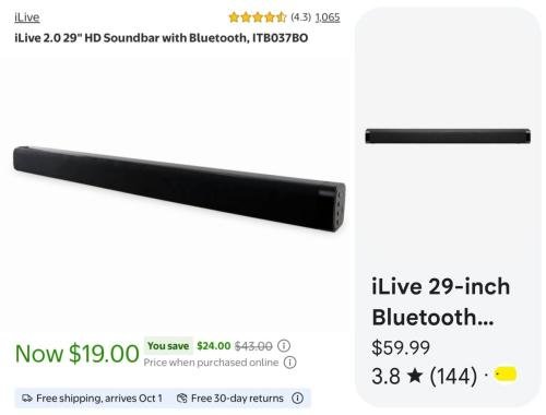 iLive Bluetooth Soundbar Drops to $19 deal at Walmart