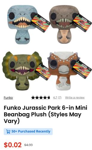 Funko Jurassic Park Plush for $0.02 deal at GameStop