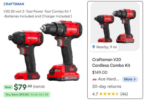 Craftsman Drill/Impact Driver Kit Now $79 deal at Lowe's