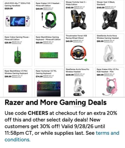 Extra 20% Off Razer Gaming Gear deal at Woot