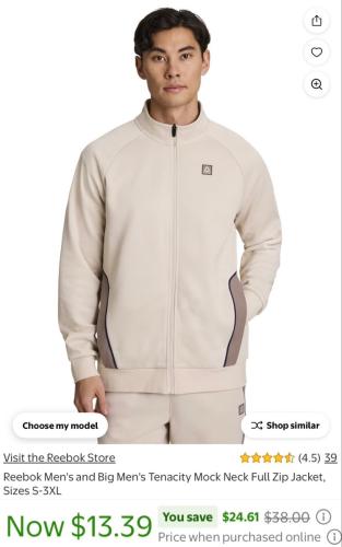 Reebok Jacket Only $13 at Walmart deal at Walmart