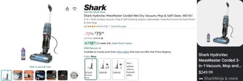 Shark Vacuum $75 (Was $250) deal at Amazon