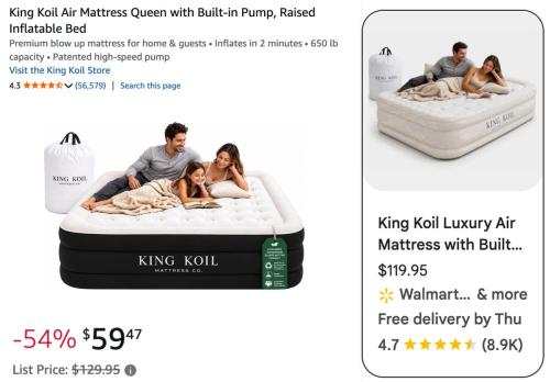 Queen Air Mattress Drops to $59 at Amazon deal at Amazon