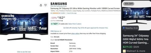 Samsung Gaming Monitor for $162 (Used Like New)
