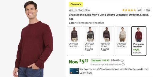 $5 Crewneck Sweater at Walmart deal at Walmart