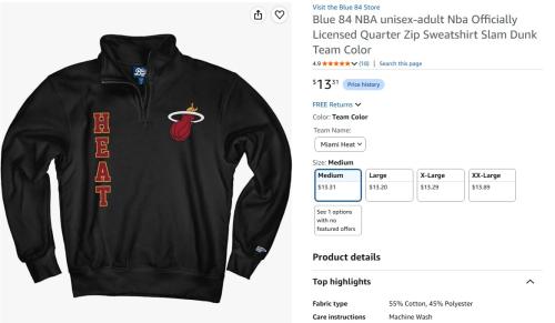 NBA Quarter Zips as Low as $13