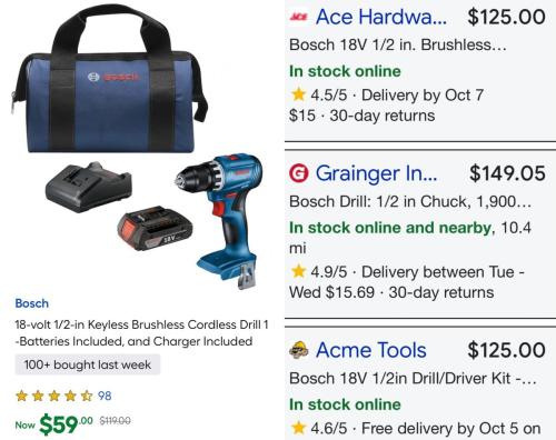 $59 Bosch 18V Drill Kit at Lowe's deal at Lowe's
