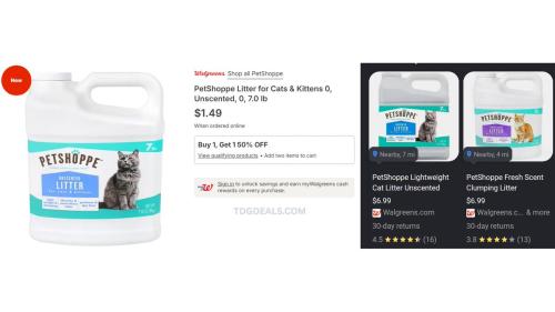 Walgreens: 7lb PetShoppe Cat Litter $1.49 (BOGO) deal at Walgreens