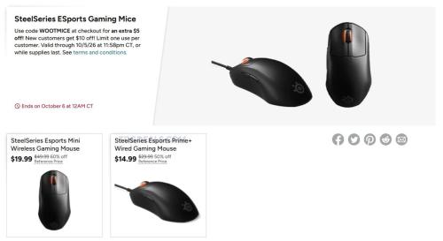 SteelSeries Gaming Mice Sale at Woot deal at Woot