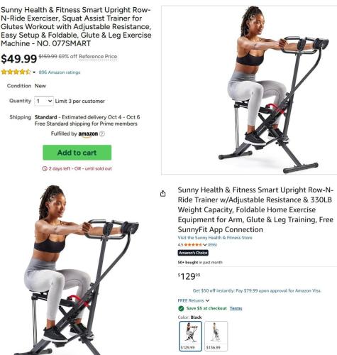 Sunny Health & Fitness Smart Exerciser for $49 deal at Woot