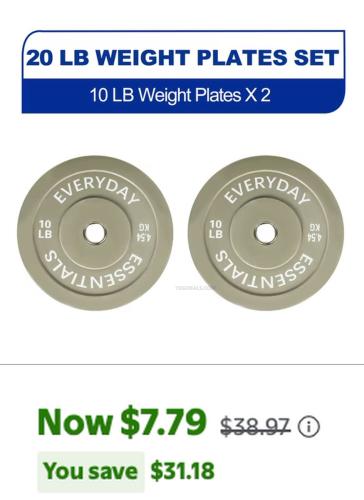 BalanceFrom 10LB Olympic Bumper Plates 80% Off deal at Walmart