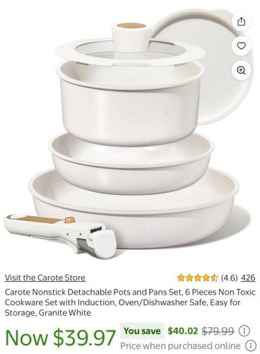 6-Piece Detachable Cookware Set for $39
