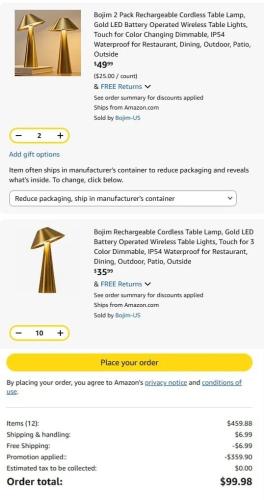 12 Lamps for $100 at Amazon deal at Amazon