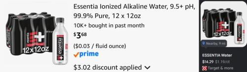 Essential Alkaline Water 12-Pack for $3 deal at Amazon