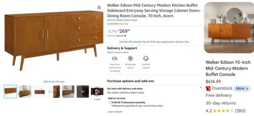 $360 Off Walker Edison 70" Storage Console deal at Amazon