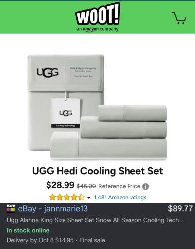 UGG Cooling Sheet Set Under $29 at Woot deal at Woot