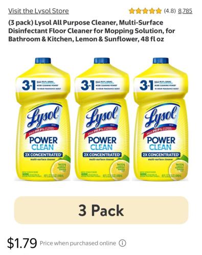 3-Pack Lysol Disinfectant Cleaner Only $1 deal at Walmart