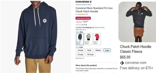 Converse Men's Core Chuck Patch Hoodie $12 deal at Amazon