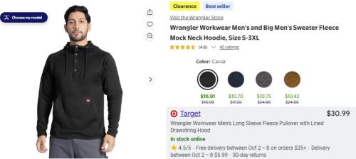 $10 Wrangler Hoodie at Walmart deal at Walmart