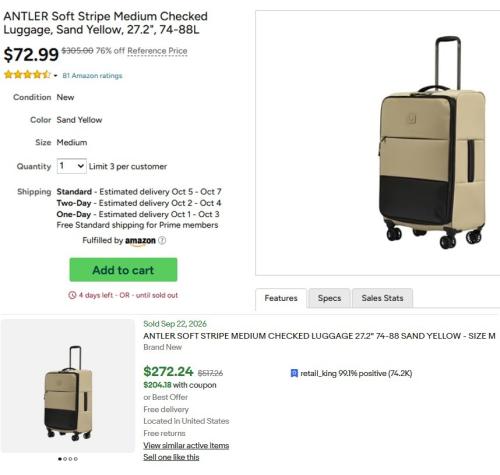 Antler Luggage Now $73 (76% Off)