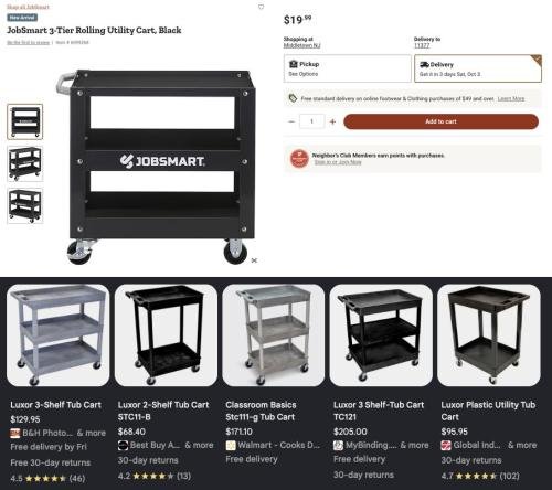 Rolling Utility Cart for $19