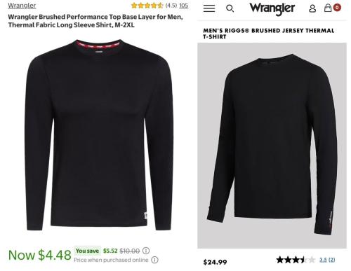 Wrangler Thermal Shirts Dropped to $4 deal at Walmart