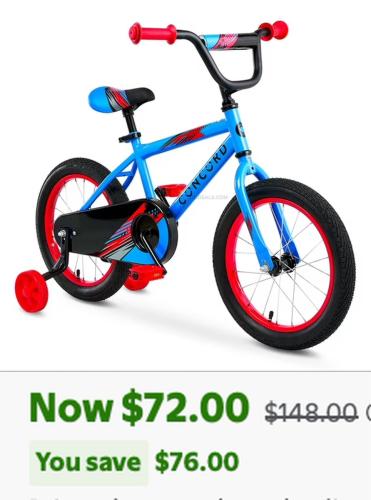 Concord 16" Kids' Bike Now $72 at Walmart deal at Walmart