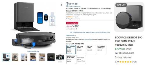 $300 Off Ecovacs Deebot T90 Pro Omni deal at Amazon