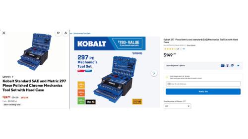 $25 Kobalt 297-Piece Tool Set at Lowe’s deal at Lowe's