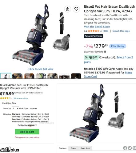Bissell Pet Hair Eraser Vacuum $119.99 deal at Woot