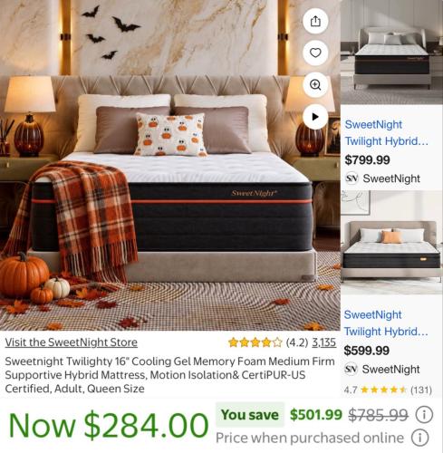 $500 Off Gel Memory Foam Mattress deal at Walmart