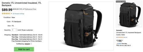 Dometic 17L Insulated Backpack Cooler for $89