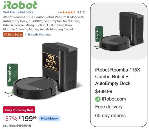 $270 Off Roomba Vac/Mop Robot deal at Amazon