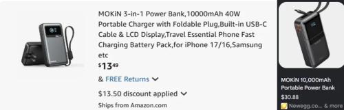 Power Bank $13 w/ Code at Amazon deal at Amazon