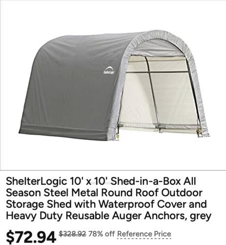 ShelterLogic 10x10 Shed-in-a-Box 78% Off deal at Amazon