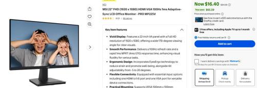 MSI Monitor for $16 at Walmart deal at Walmart