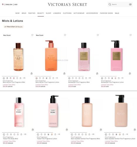 Victoria's Secret Mists & Lotions Now $12 deal at Victoria's Secret