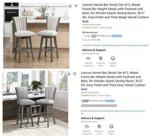 Bar Stools Set of 2 for $32 at Amazon deal at Amazon