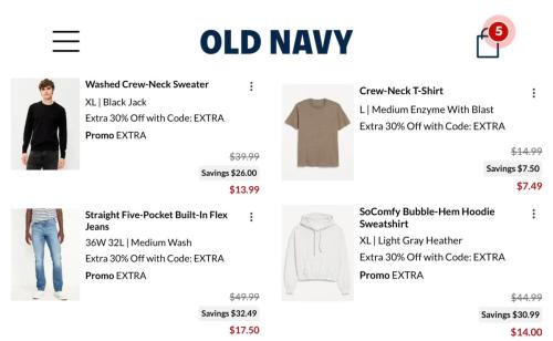 Up to 70% Off Old Navy Clothing Sale deal at Old Navy