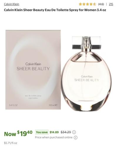 Calvin Klein Perfume Only $19 deal at Walmart