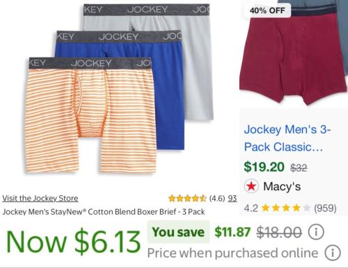 Jockey Boxers 3-Pack for Only $6 at Walmart deal at Walmart
