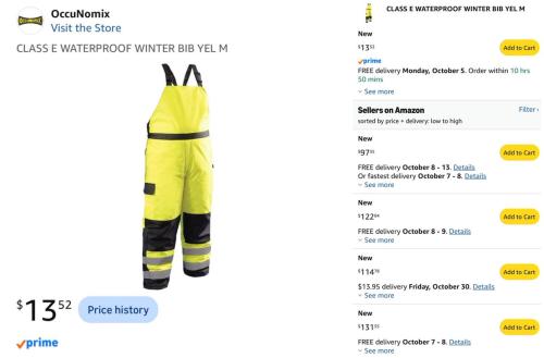Waterproof Winter Bib for $13 on Amazon deal at Amazon