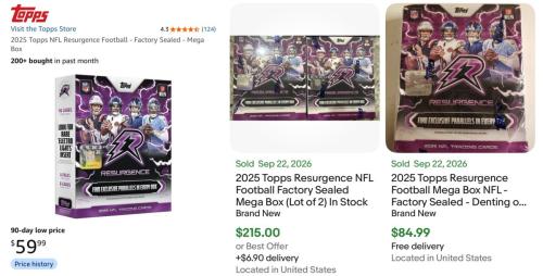 2025 Topps NFL Mega Box for $60 deal at Amazon