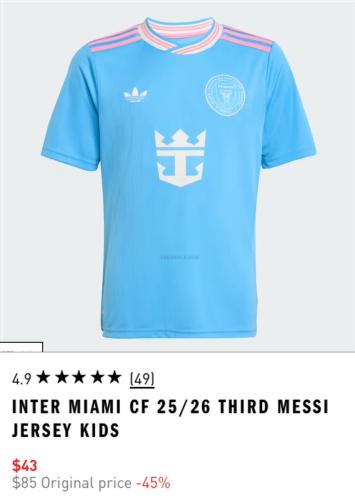 Inter Miami Messi Kids Jersey 45% Off deal at Adidas
