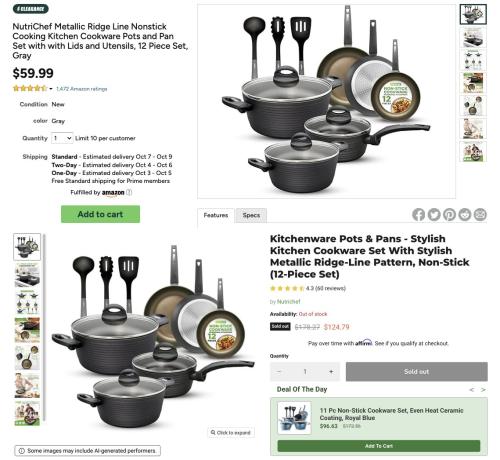 Nutrichef Ridge Line 12-Pc Cookware Set $59