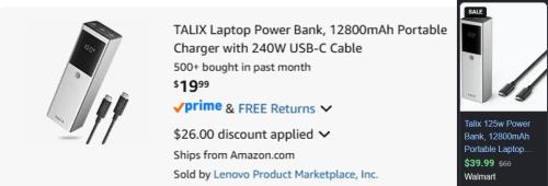 Laptop Power Bank $20 w/ Code at Amazon deal at Amazon